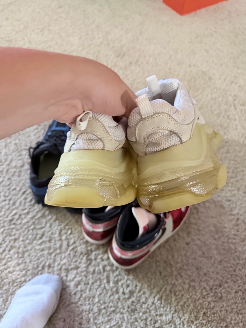 Balenciaga Triple S Trainer in Off-White with Yellow Sole - Picture 8 of 9